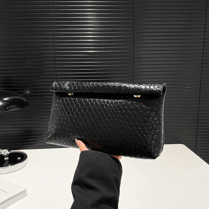 Elegant Multifunctional Women Clutch Bag Large Capacity Woven Pattern Evening Phone Pocket Coin Purse Luxury Long Wallet