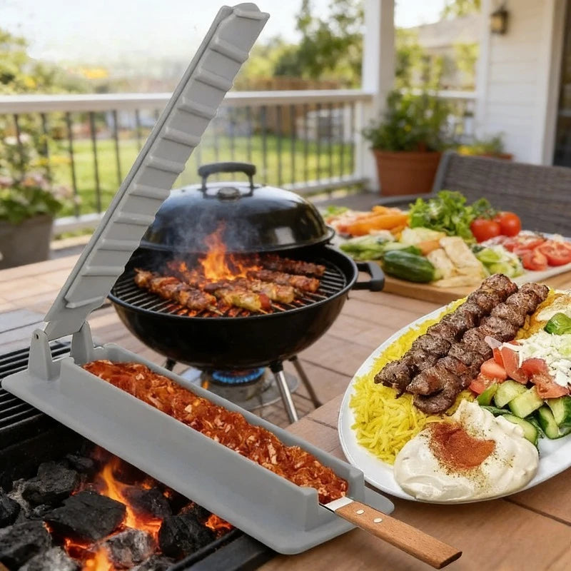Manual Plastic Kebab Maker Mould Press Barbecue Meat Skewer Kebab Making Outdoor BBQ Tool Gadget