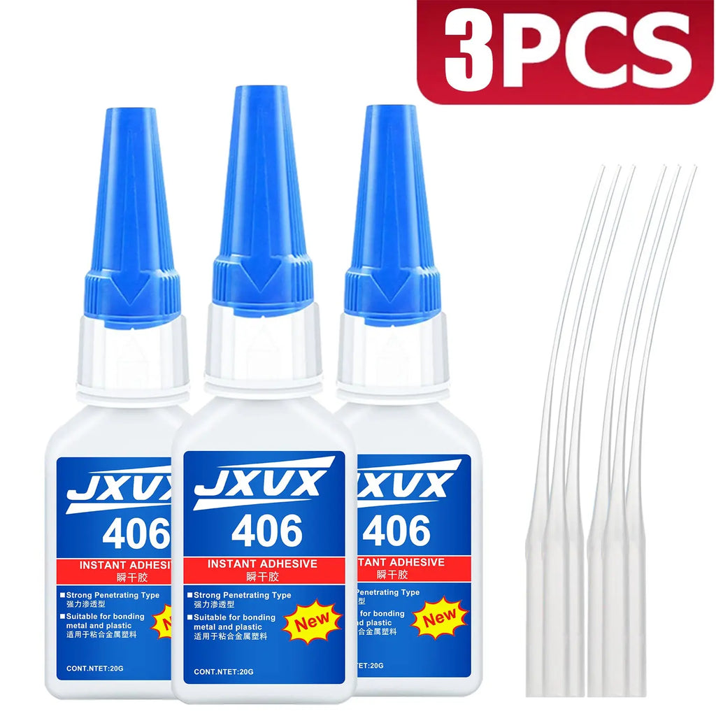 LOOLIFL 406 Instant Glue, Cyanoacrylate, Super Glue, 5 seconds fast drying, for toys crafts shoes paper fast repair,1-3pcs，20ml
