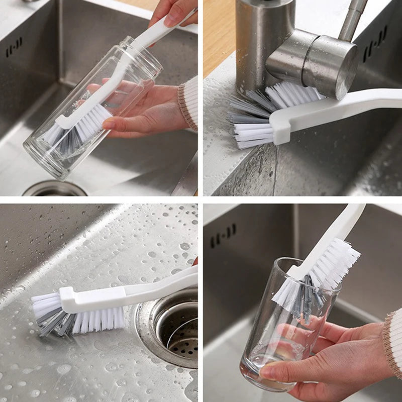2Pcs Plastic Cleaning Brush Clean Narrow Long Handle Milk Bottle Glass Tube Pan Bowl Home Kitchen Tools