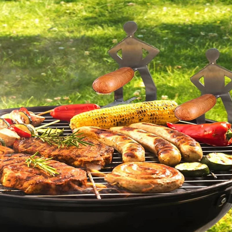 Stainless Steel BBQ Muscle Man Sausage Holder – Fun Sausage Grill, Reusable Hot Dog Grill, Perfect for Outdoor Camping Supplies