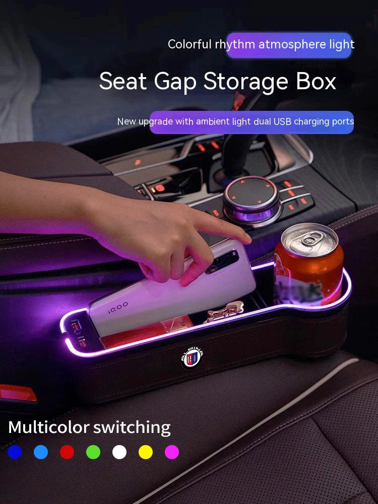 For ALPINA B3 B4 B5 B7 B8 D3 D4 D5 XD3 XD4 XB7 B12 M G20 G30 G45 G60 G82 E60 E72 E87 E92 Car Seat LED Storage Case Seat Gap Box