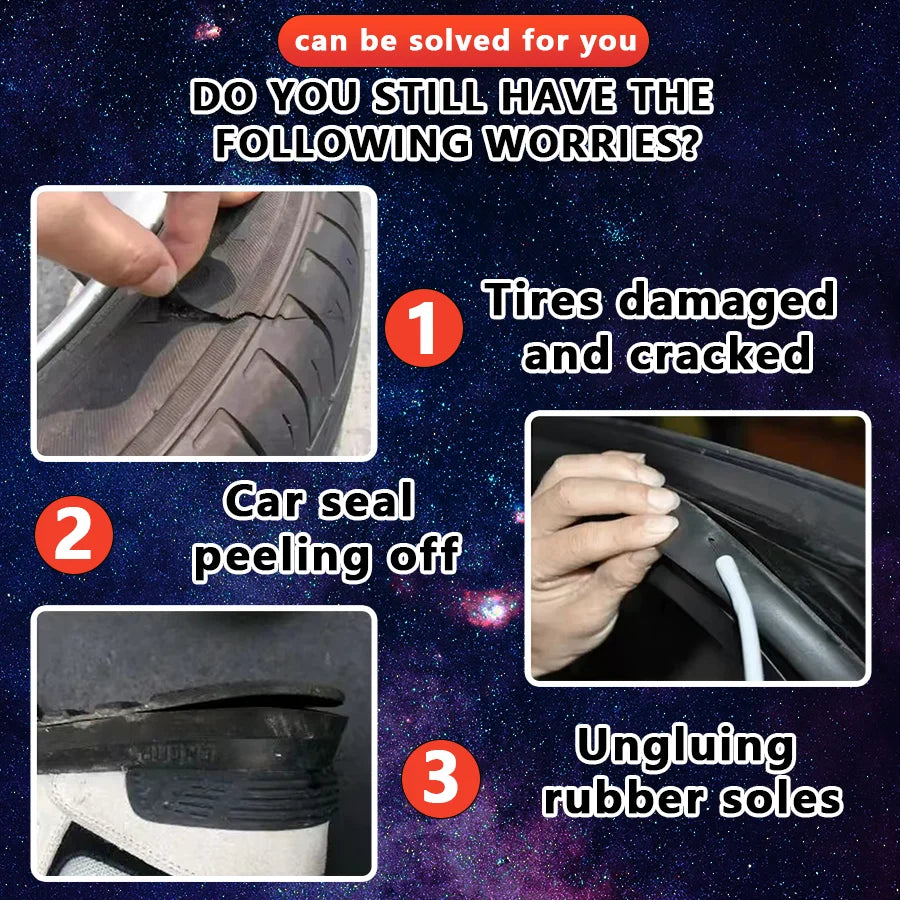 480 Black Rubber Repair Glue 20g, Super Strong Waterproof Quick-Drying Adhesive for Tire, Speaker, Plastic, Metal & Stone