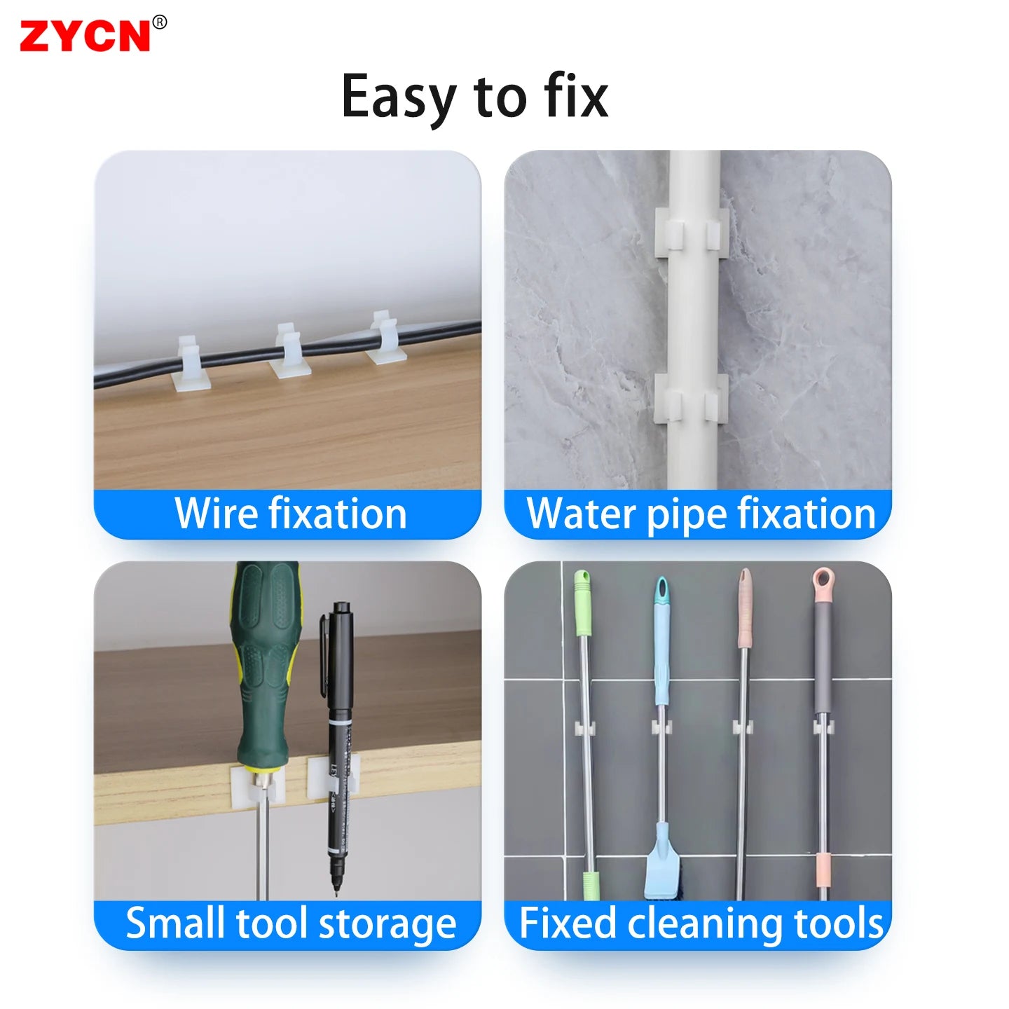 Q-type Cable Clips Holder Self-Adhesive Strong Glue Nylon PA66 Storage Cable Tie Water Pipe Clamp Fixing Seat No Drilling
