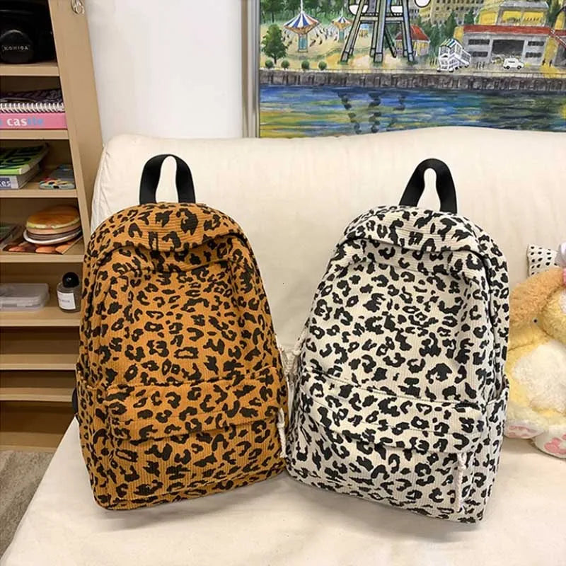 Casual Commuter Travel Leopard Print Women's Backpacks Large Capaci Lightweight School Bag Leisure College Student Backpack