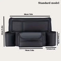 【ZYAA-1】One Durable PU Leather Car Seat Storage Bag With Cup Holder, Side Pockets And Front Storage Compartment.