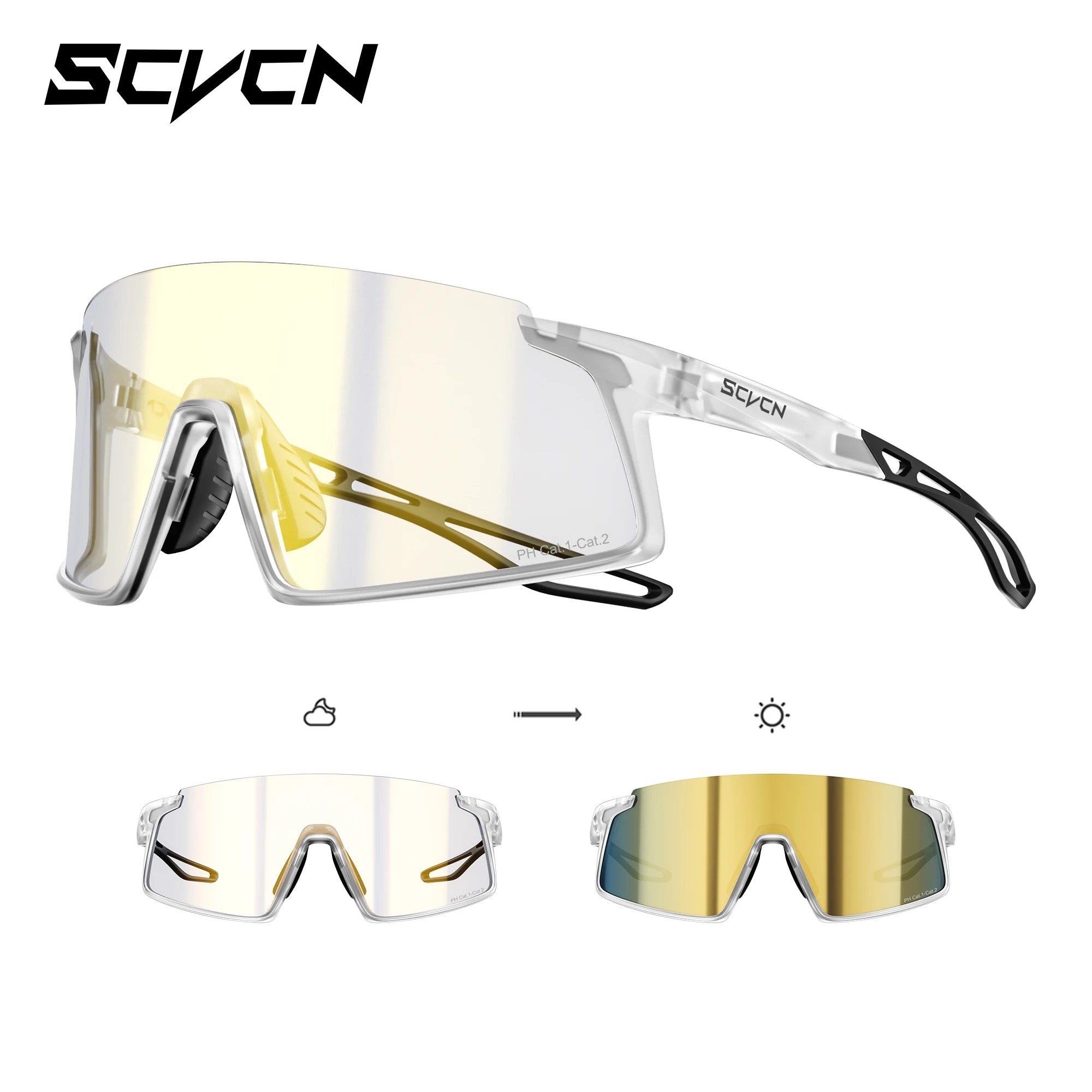SCVCN 2026 Hiking Eyewear Men's Cycling Sunglasses Photochormic Glasses UV400 Outdoor Sports Goggles Camping MTB Bike Glasses