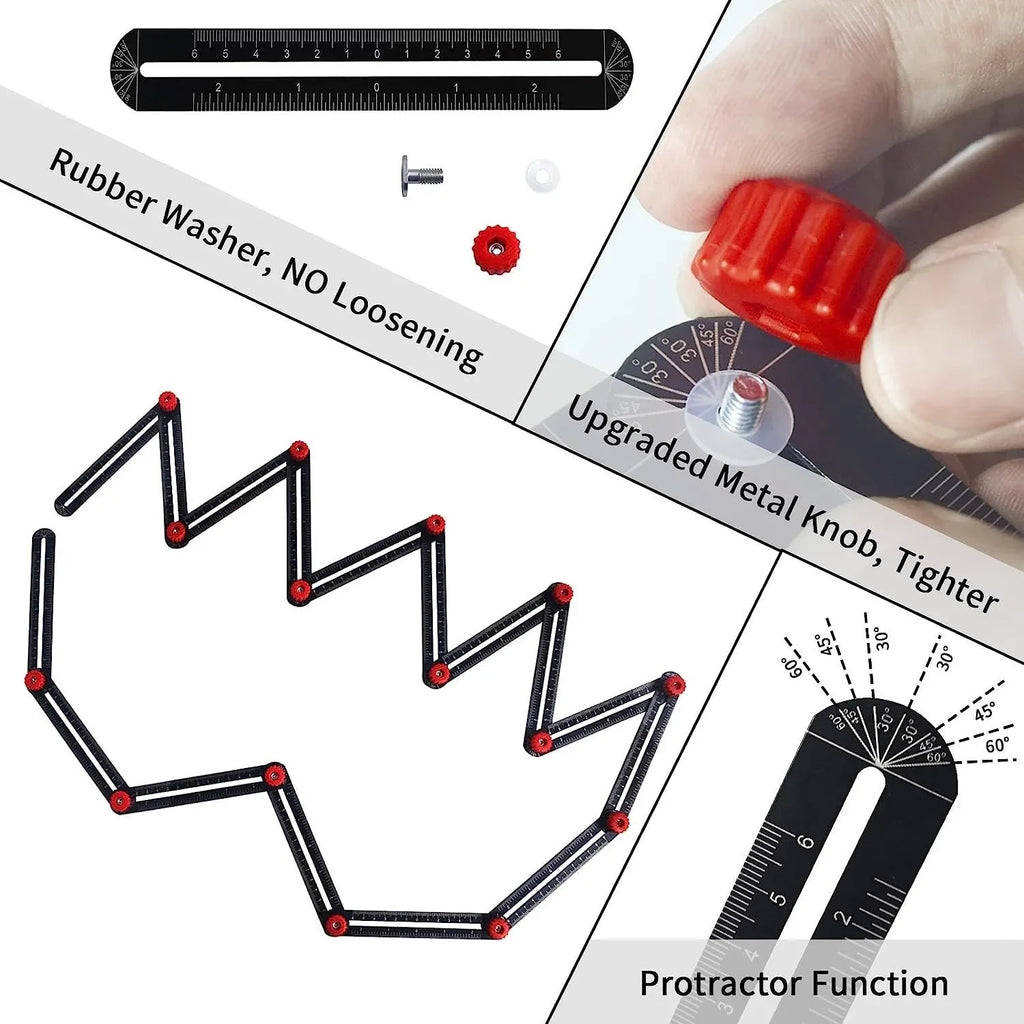 12/9/6 Fold Angle Ruler Multi Angle Aluminium Alloy Measuring Ruler Finder Izer Locator Template Tool DIY Measuring Ruler