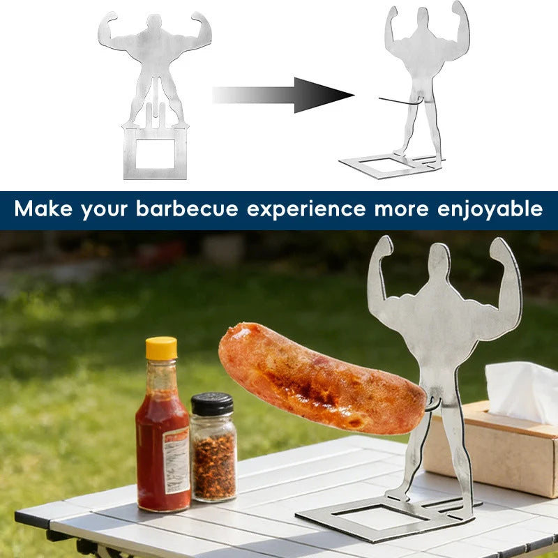 Stainless Steel Hot Dog Sausage Grill Long Handled Reusable Sausage Grill Basket Outdoor Camping Barbecue Tool Dishwasher Safety