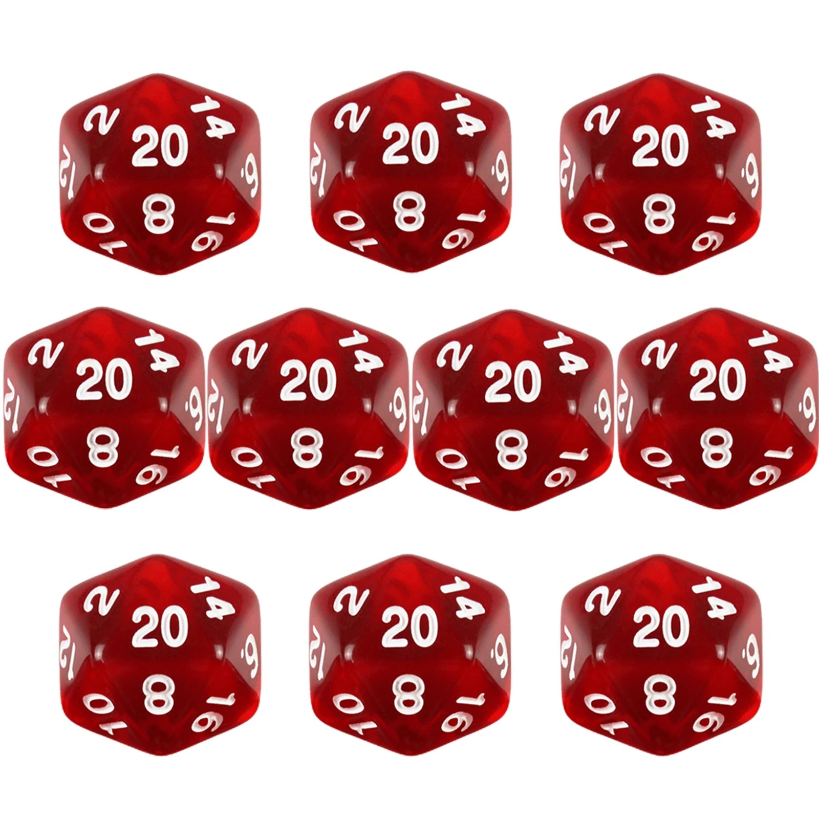 D20 Dice Set 10pcs/set Polyhedral 20 Sided Transparent Dice for Role Playing DND COC Entertainment Board Game