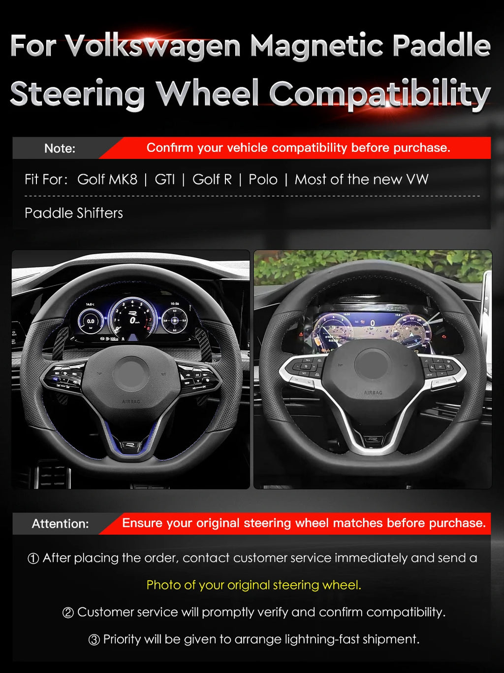 OHC Carbon Fiber Magnetic Paddle Shifters For Volkswagen VW Golf 8 MK8 GTI R R line 2021 2022 2023 2024 2025