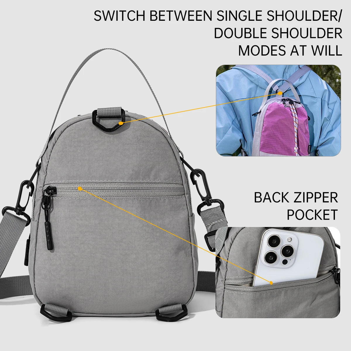 Multifunctional Camping Backpack, Women's Cross-Body Bag, Outdoor Sports Cycling Water Bottle Bag, Lightweight Mobile Phone Bag, Lightweight for Commuting