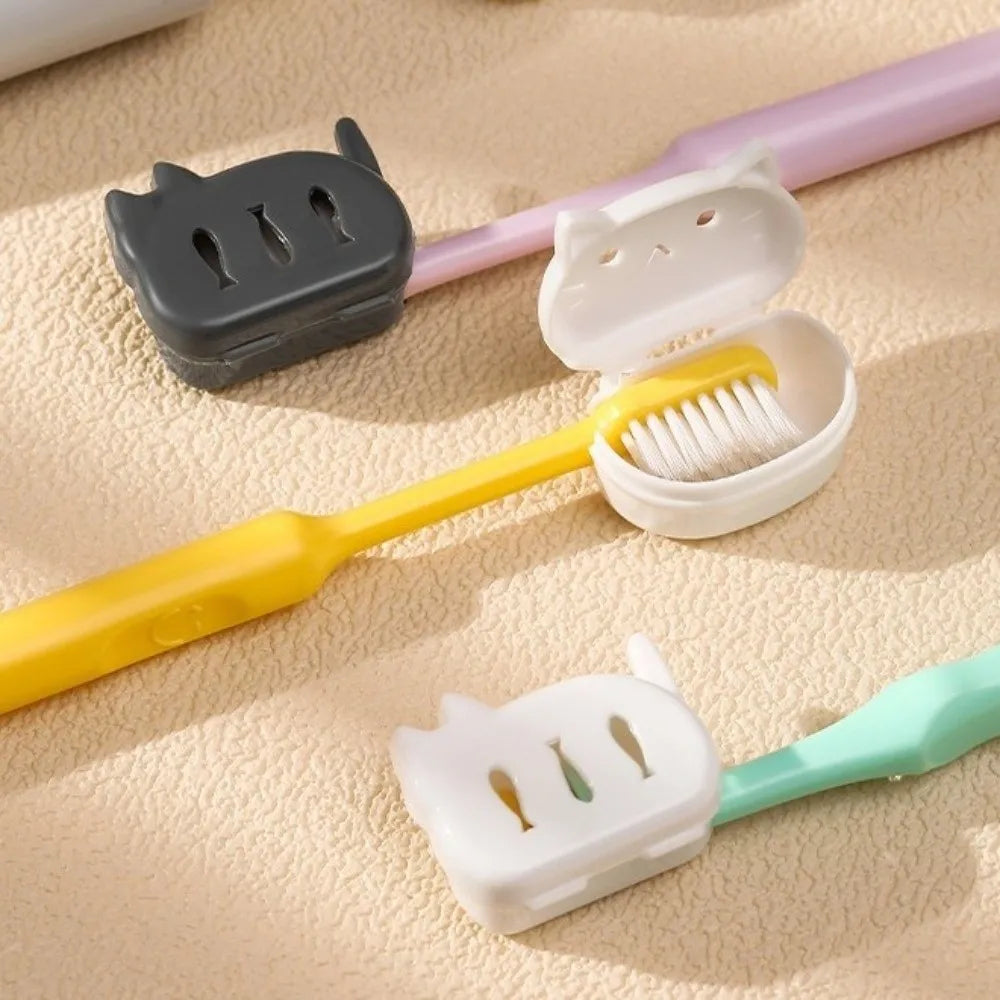 4pcs Cartoon Brush Cap Case Reusable Waterproof Toothbrush Protect Box Portable Dust Prevention Cat Toothbrush Head Protectors