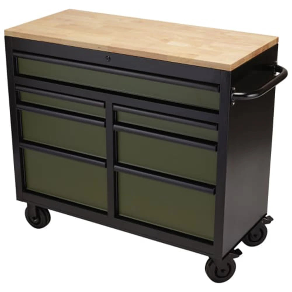 41-Inch 7-Drawer Stainless Steel Rolling Workbench Large Tool For Garage Workshop Use