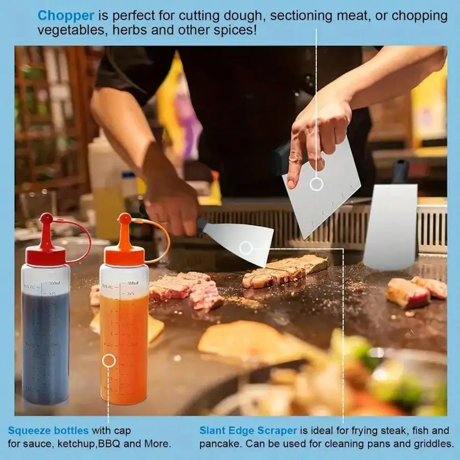 TAIMASI 304 Ultimate Barbecue Master Kit - Advanced Stainless Steel Grill Accessories With Spatula, Chopper, Scraper, Pliers, Egg Mold, Baking Tray Cover, Etc. - Perfect For Home Kitchens, Outdoor Barbecues, Christmas Parties