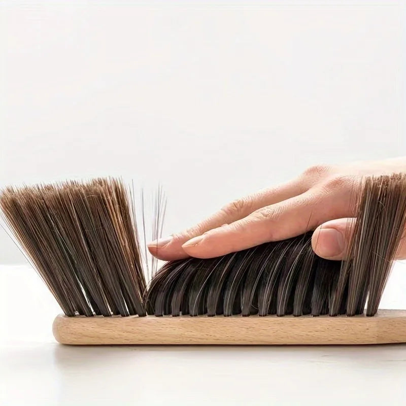 1pc Hand Broom Counter Duster Dusting Brush for Home Cleaning, Soft Dust Brush with Long Wooden Handle for Bed Sofa Furniture
