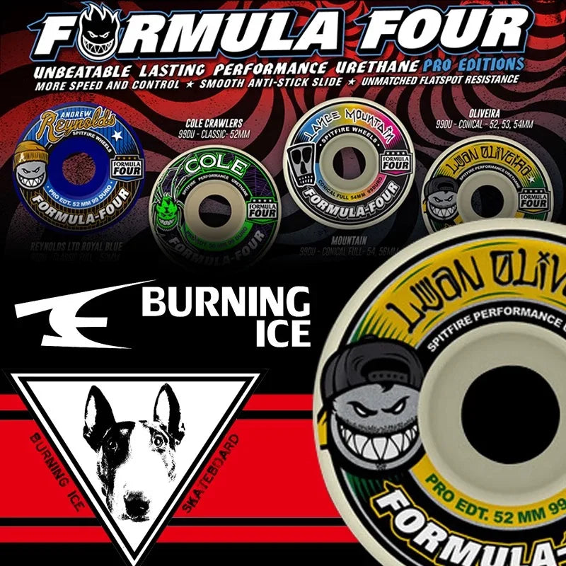 Spitfire Wheels Imported Genuine Spitfire 52mm 101duro 53mm 54mm 56mm 99duro 80HD Skateboard Wheel for Skateboard