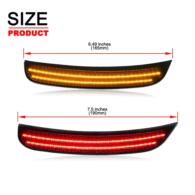 For Chrysler 300 2015-2022 Clear & Smoked Lens LED Side Marker Lamp Amber Front Red Rear Side Fender Reflector Lights