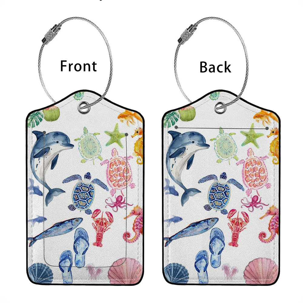 HOT SALE Cute animals Leather Business Luggage Tag Suitcase Address Label Luggage Boarding Case Label Name ID Address Clip