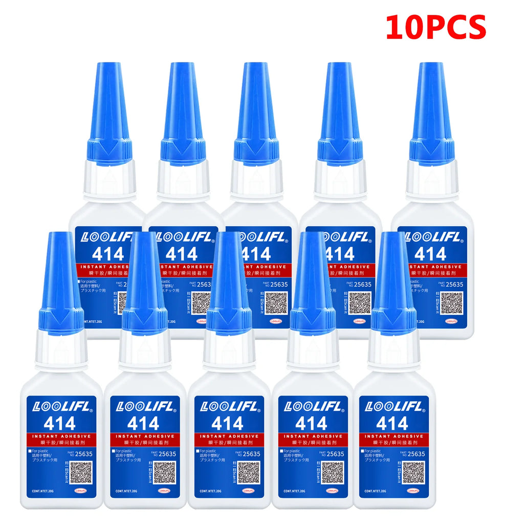 LOOLIFL 414 10Pcs 20G Super Glue Multi Purpose Strong Cyanoacrylate Adhesive For Plastic Rubber Metal Fast Setting Repair Glue