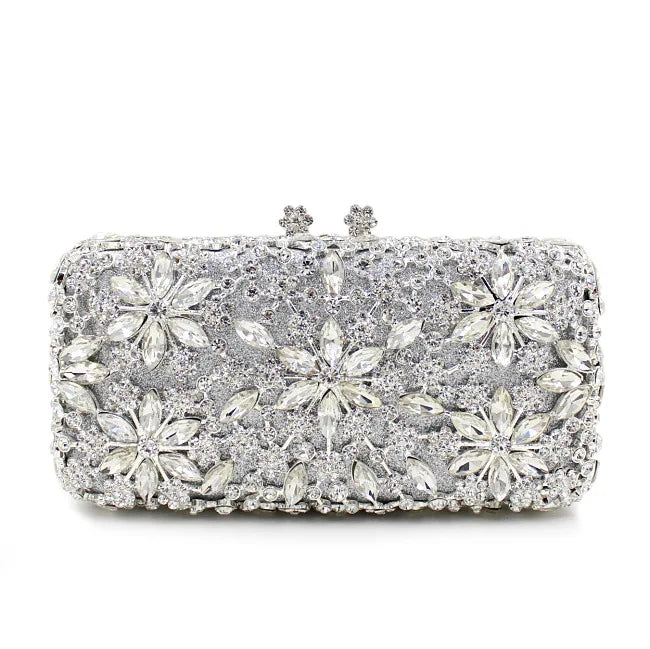 Fashion High Quality Crystal Handbag and Purse Luxury Metal Shiny Rhinestone Clutch Bag Evening Bag