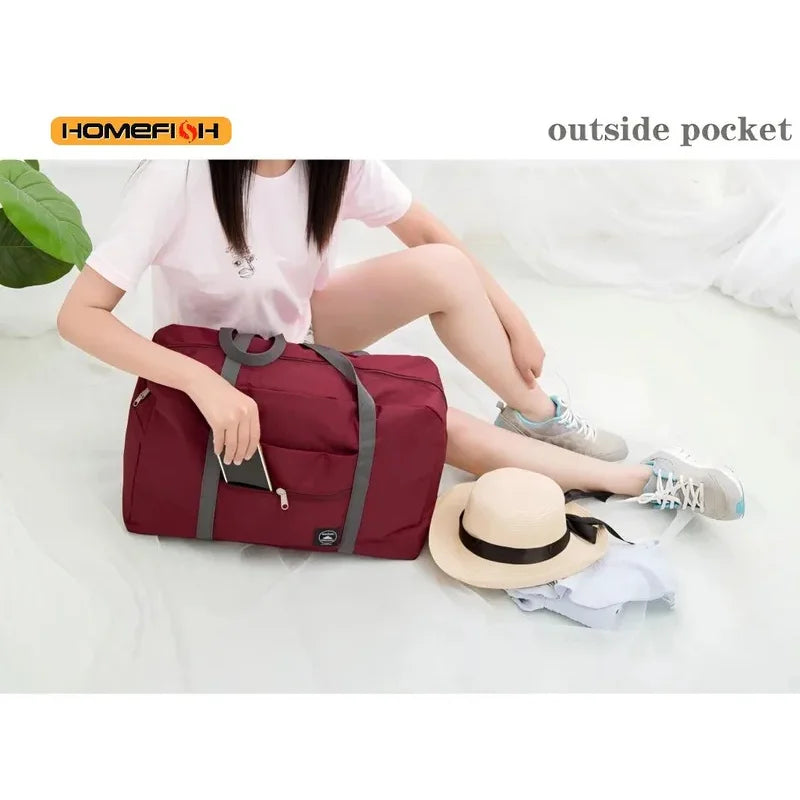Homefish Folding Travel Storage Bag Large Capacity Luggage Handbag for Travel Moving