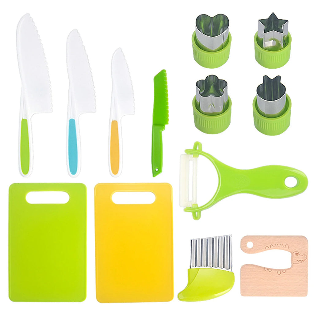 Plastic Kitchen Tools for Kids Cutting Board Knife Set Children Safety Cooking Tools for Picnics Camping Use