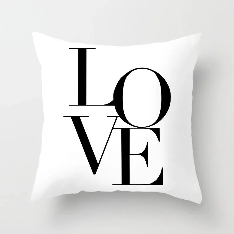 Black And White Geometric Portrait Double-sided Printed pillow cover Short plush Suitable living rooms sofas throw cushion cover
