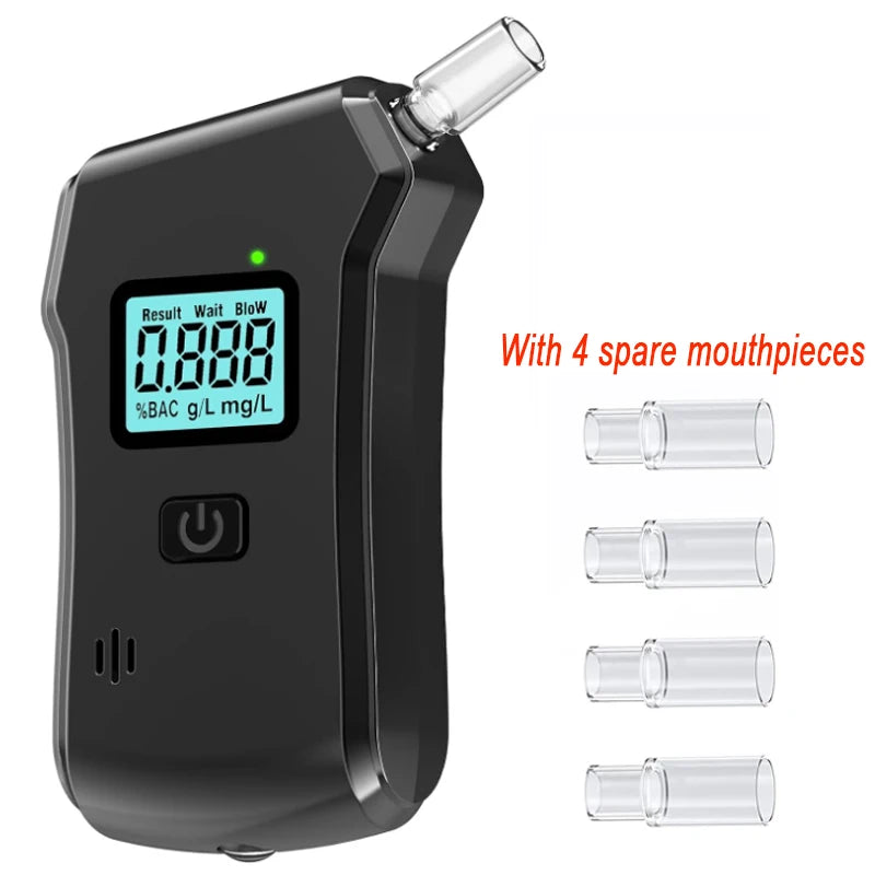 Breathalyzer, Upgraded Portable Professional High-Accuracy Breathalyzers for Alcohol with LCD Digital Display with 5 Mouthpieces