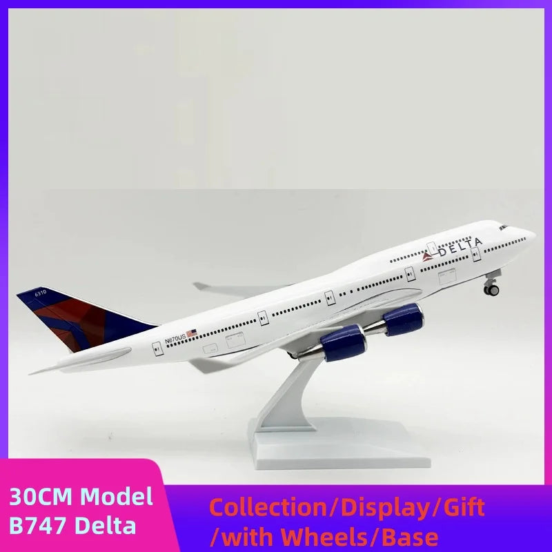 30cm Scale Plane 1/250 B747 Series Model Airplane Toy Resin Diecast Airplanes Building Kit (With Stand) Aviation Toys for Boys