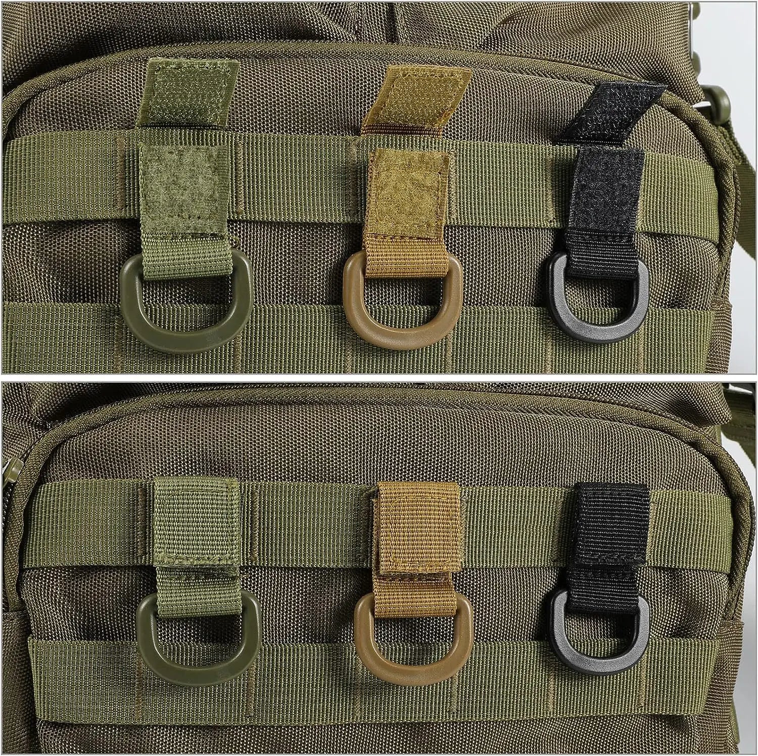OPHIDIAN  D-Ring Clip Strap Hook and Loop Backpack Accessory Water Bottle Keychain Adapter Molle Webbing Attachment Strap