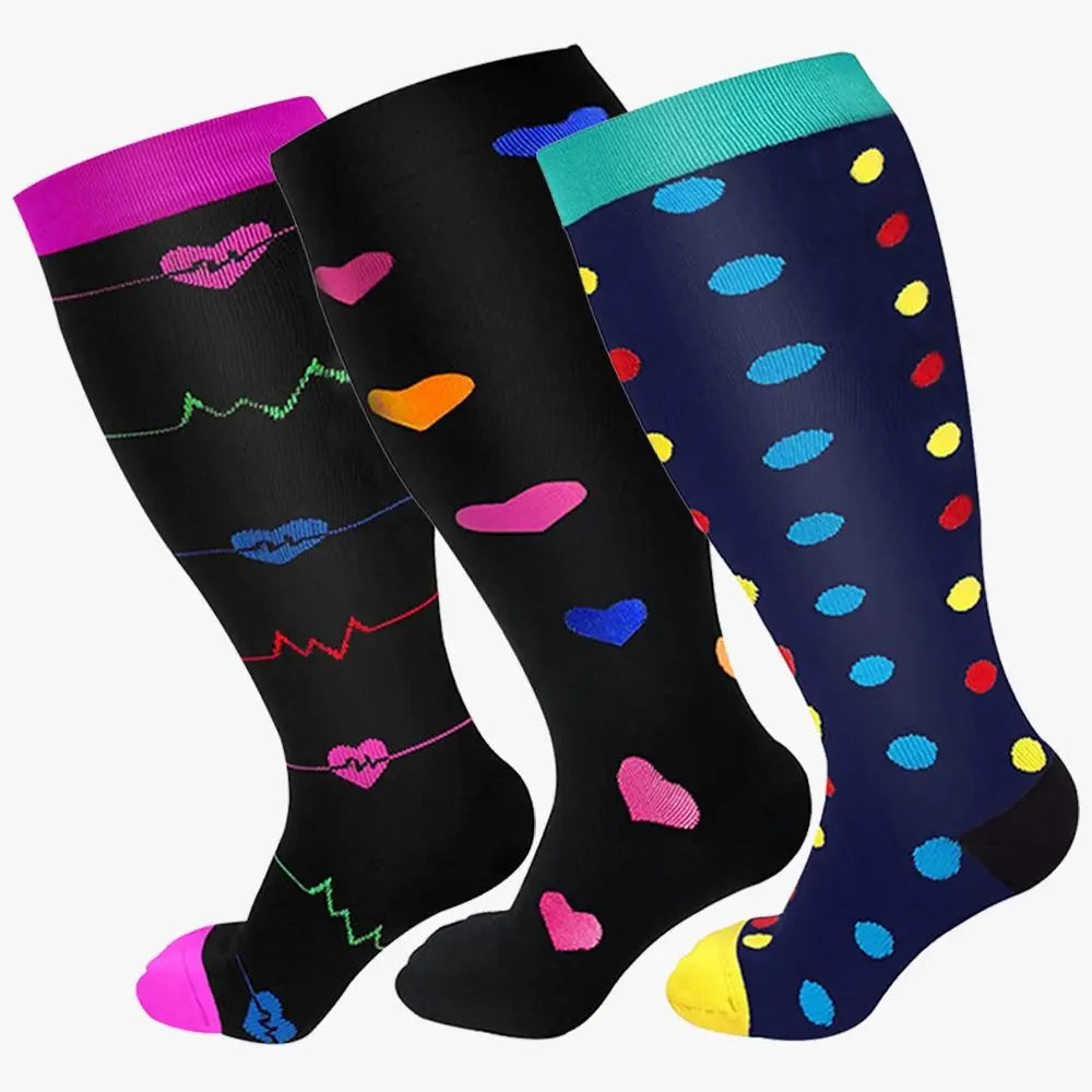 Plus Size Compression Socks Extra Wide Calf 2XL-4XL Knee High Stockings Circulation Swelling Support Soft Calves Leg Stockings