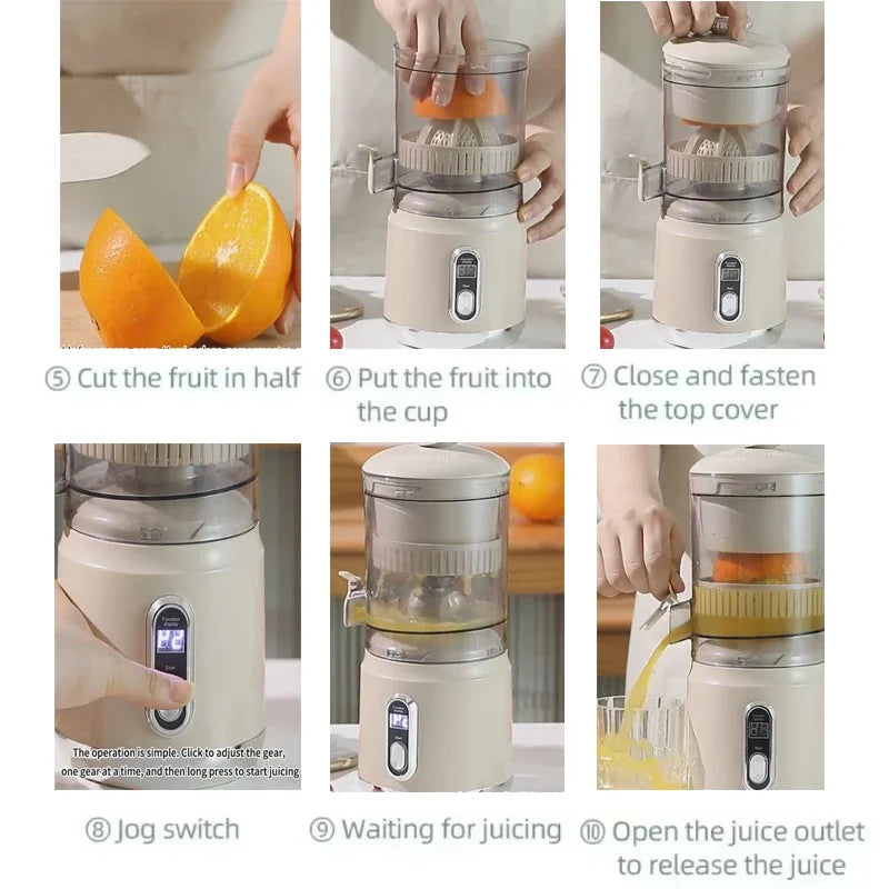Electric Orange Juicer Portable Citrus Fruit Juice Extractor Pulp Separation Squeezer Machine USB Charge 600ml Smoothie Blender