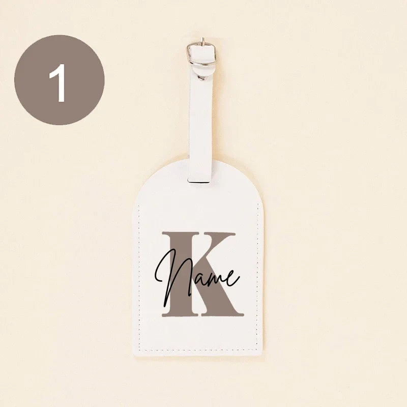 Personalised Monogram PU Luggage Tag Initial with Name Leather for Suitcase Baggage Handbag Tags Travel Bag Label Tag Best Gifts