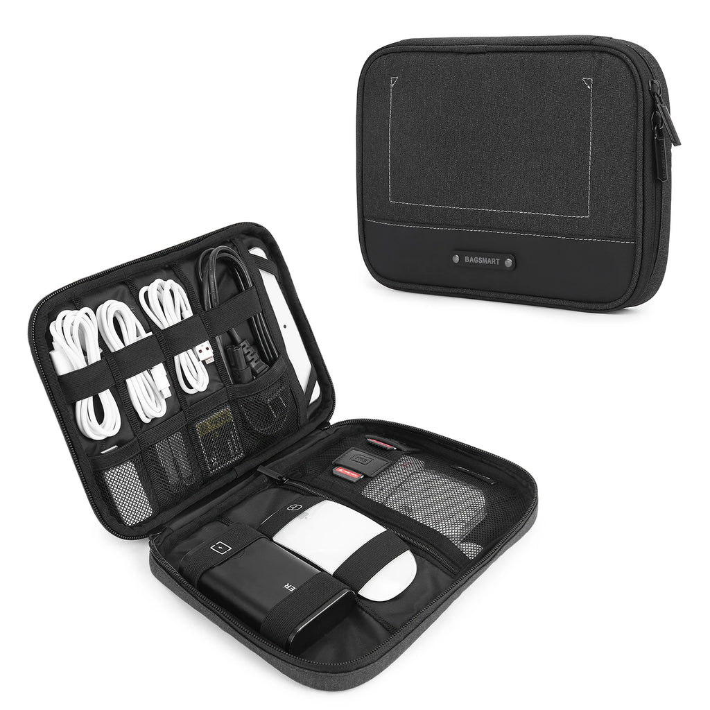 BAGSMART Travel Cable Organizer Waterproof Travel Gadget Pouch Charge Power Bank Ipad Headphone Organizer travel essentials