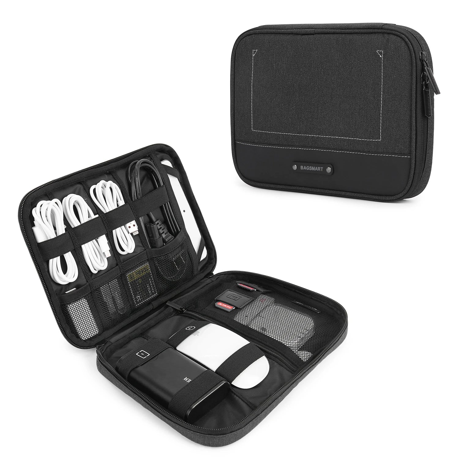 BAGSMART Travel Cable Organizer Waterproof Travel Gadget Pouch Charge Power Bank Ipad Headphone Organizer travel essentials