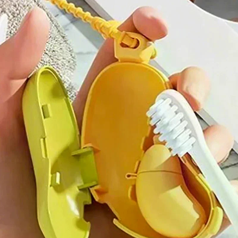 Banana Toothbrush Head Protective Cover With Toothpaste Compartment Toothbrush Dust Clamp Portable Travel Style Storage Box