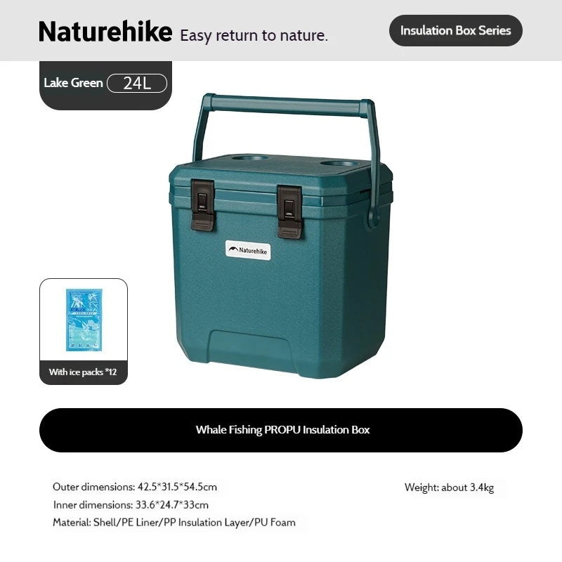 Naturehike Outdoor Camping Cooler Box 17/24/36L Insulated Ice Bucket Portable Car PU Refrigerator Large Capacity Pulley Ice Box