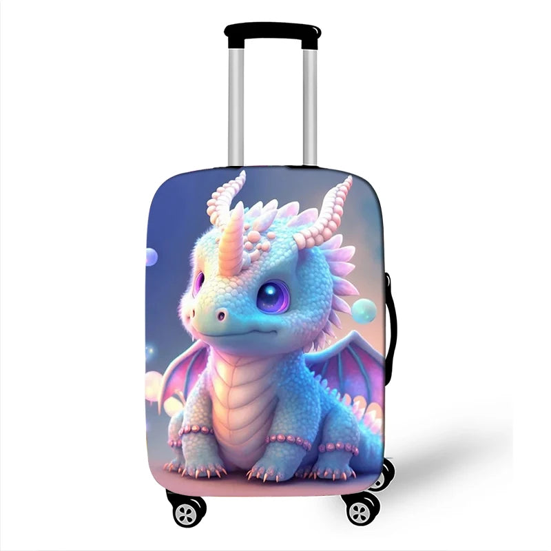 Cute Dragon Baby Print Luggage Cover Fantasy Animals Accessories Elastic Trolley Case Protective For Travel Anti-dust Covers