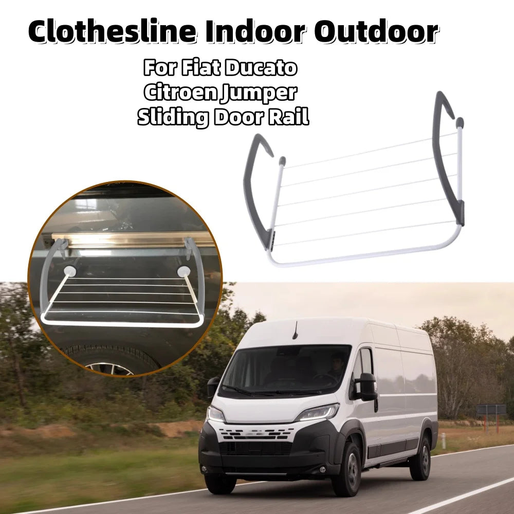 RV Clothesline Rack Indoor Outdoor Clothesline Hook Camper Van Storage Rack Caravan Motorhome Storage For Fiat Ducato Citroen