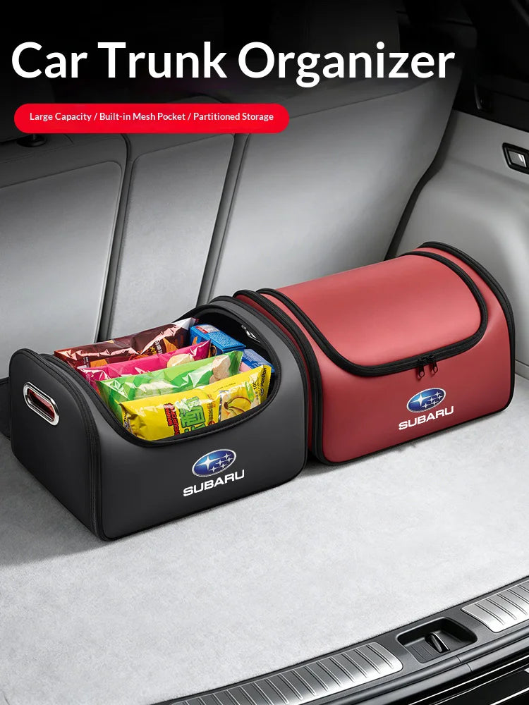 Car Leather Trunk Organizer Box Tailbox Stowing Tidying Storage Bag For Subaru Outback Brz Wrx Xv Ascent Forester Impreza Legacy