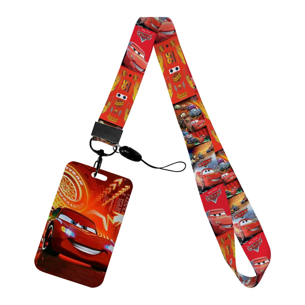 Cars Disney Movie Lightning McQueen New Arrvial Cute Cartoon Badge Holder ID Card Bus Card Holder Lanyard for Accessories Gifts