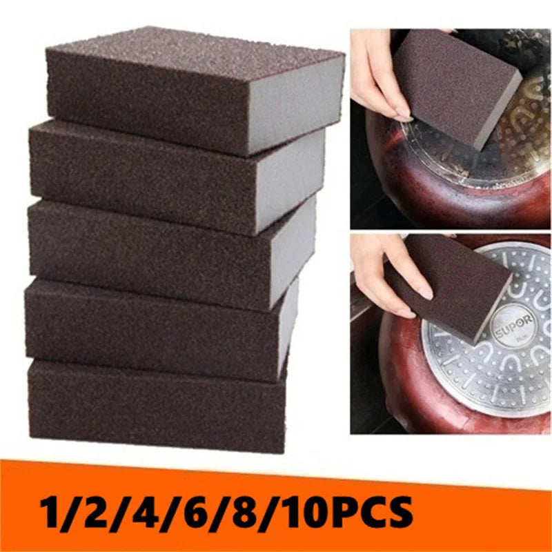 2/4/6/8/10Pcs Magic Sponge Eraser Carborundum Removing Rust Cleaning Brush Descaling Clean Rub for Cooktop Pot Kitchen Sponge