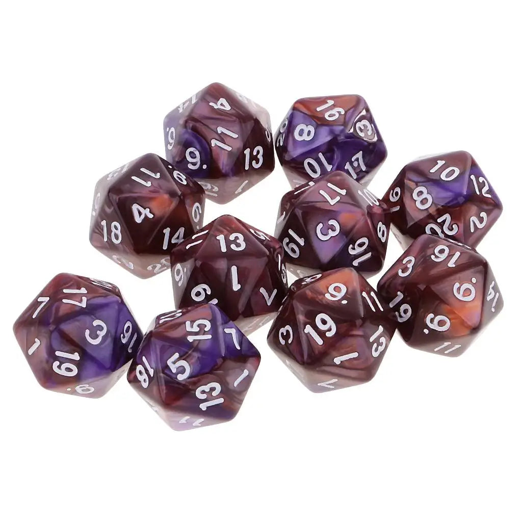 10pcs Polyhedral 20 Sided Dice D20 Dices RPG Dice Board Game Props Tabletop Gaming Supplies - Double Colors