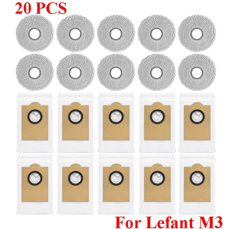 Accessories For ( Lefant M3 / M3 MAX / M3L ) HEPA Filters Robot Vacuum Cleaner Main Side Brush Mop Cloth Pads Dust Bags