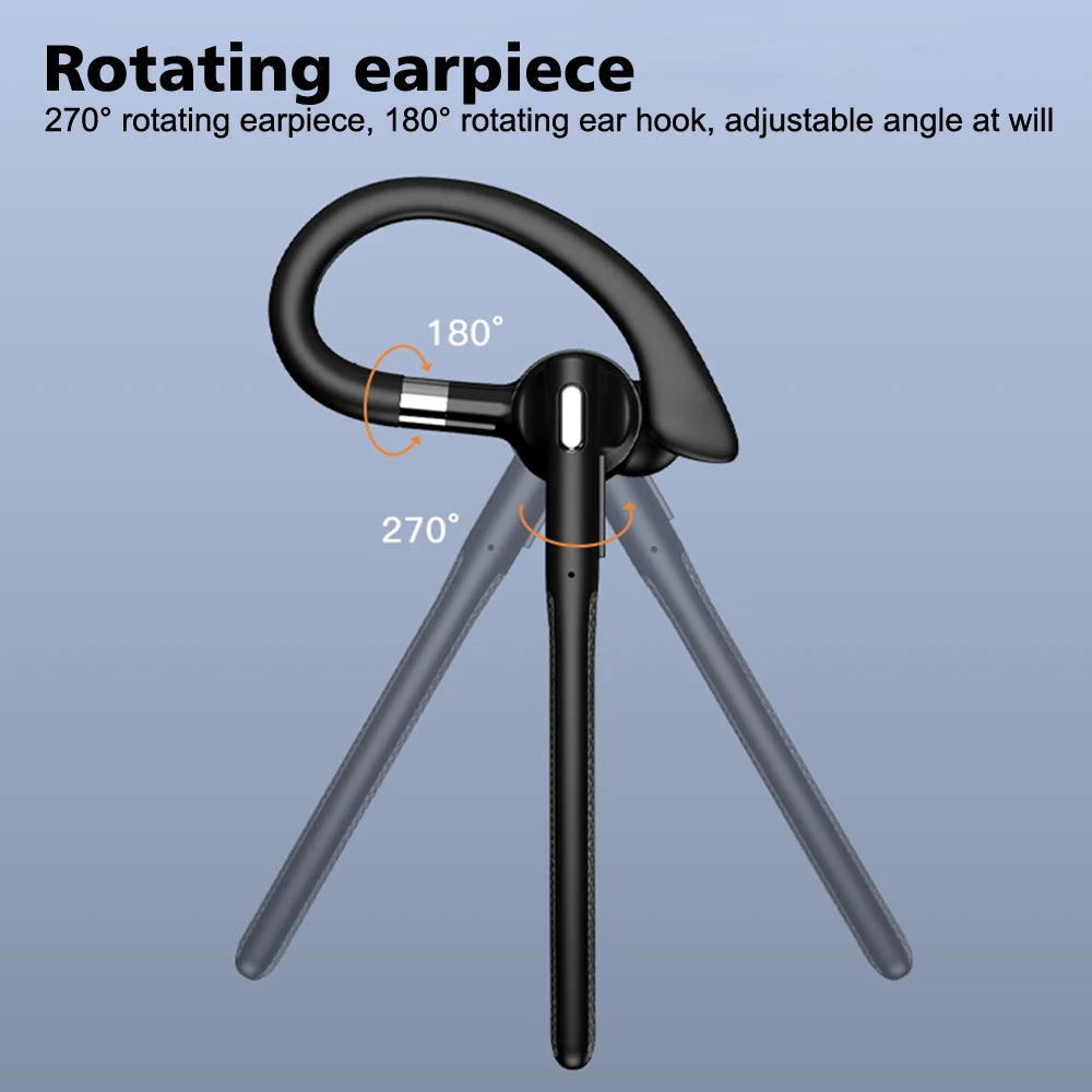 Single Ear Wireless Headset Ear-hook Bluetooth 5.4 Driving Headphone With Dual-Mic CVC8.0 Noise Cancelling Handsfree Earphones