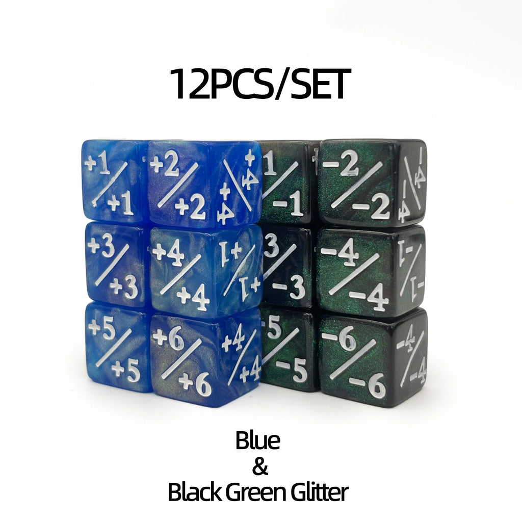 12 PCS MTG Dice Counter Life Tokens Negative Plus One Dice Set for MTG, TCG, Card Game Accessories