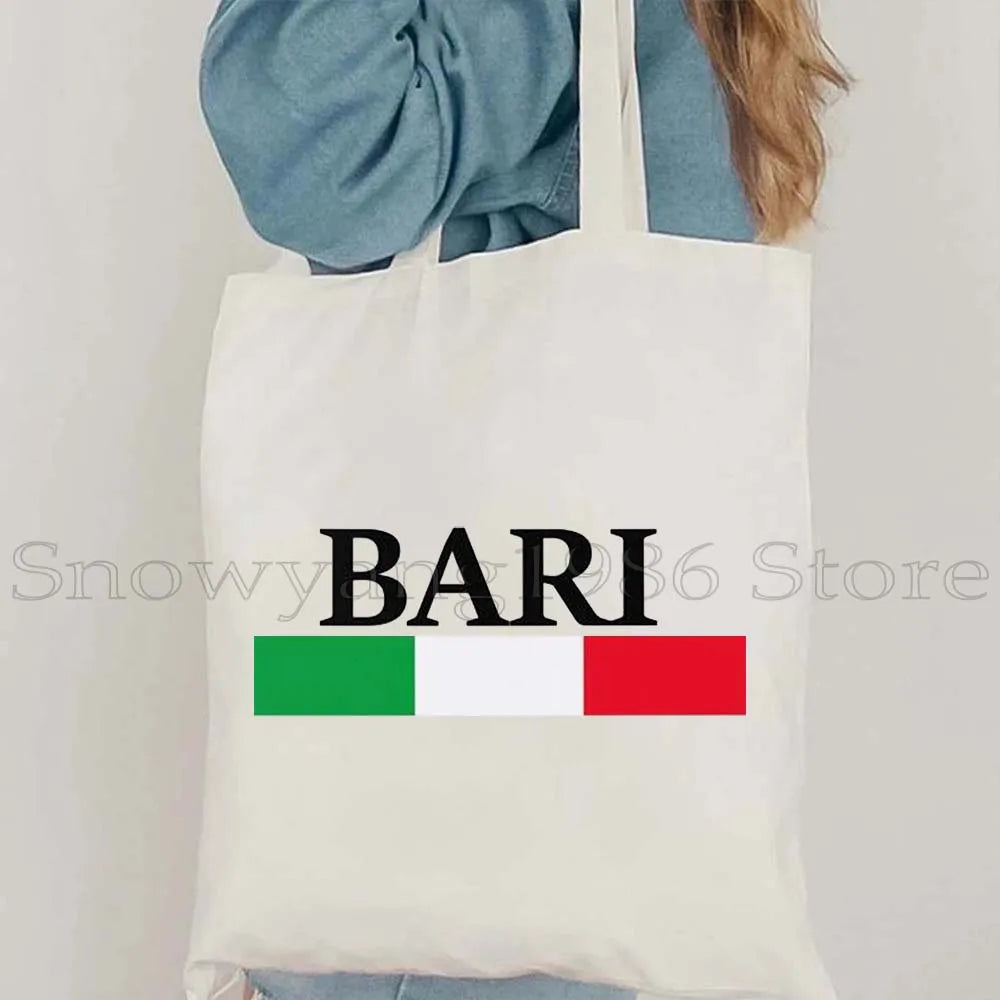 Funny Ciao Bella Saying Italy Flag Rome Colosseum Firenze Florence Panorama Italian Canvas Tote Bag Shopper Girl Casual Handbag