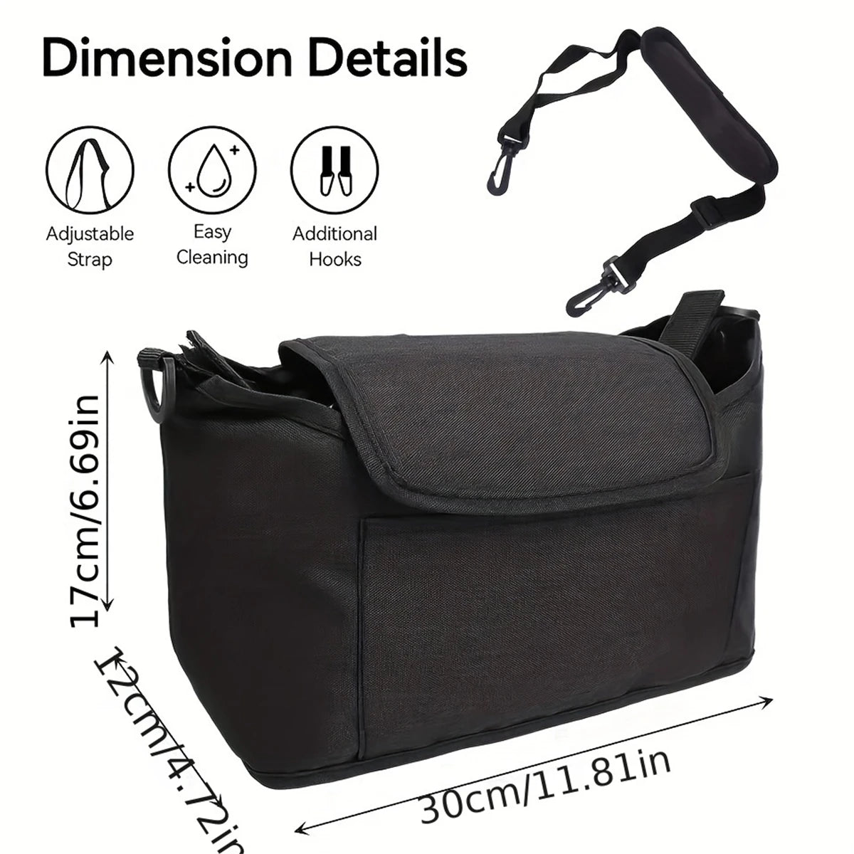 Baby Stroller Storage and Storage Bag, Multifunctional, Large Capacity Stroller Hanging Bag, Fashionable Single Shoulder Mommy B
