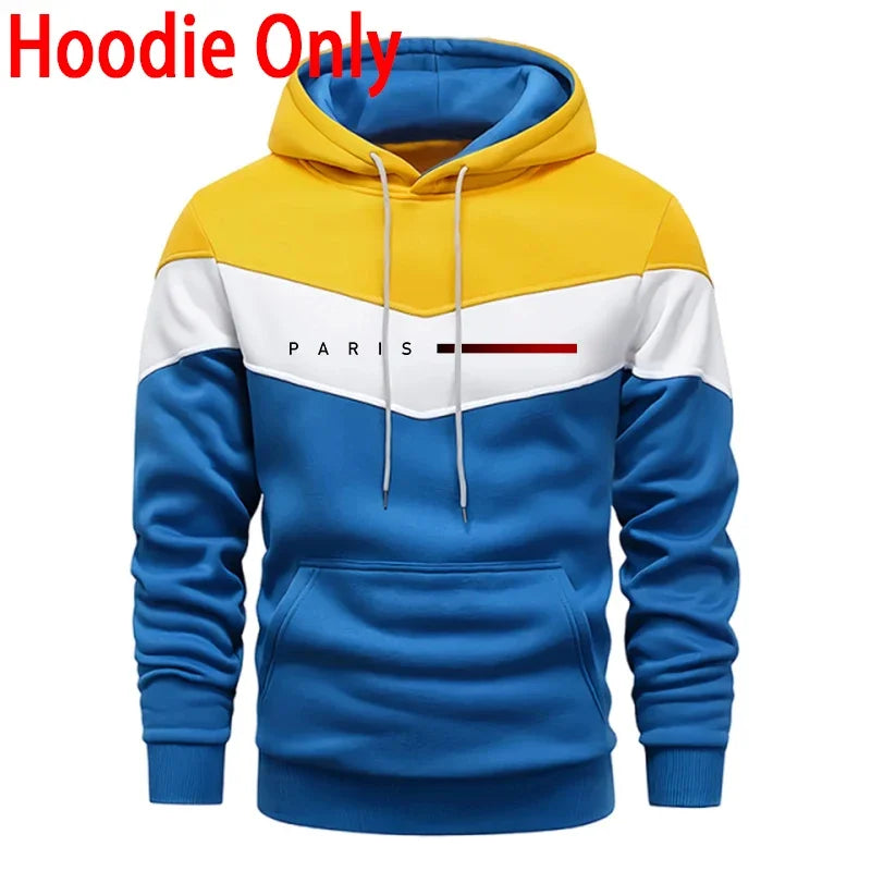 Paris Fashion Men's Hoodies Set Daily Casual Sports Hooded Sweatshirt and Jogger Pants Male Urban Trend Warm Pullover Tracksuit